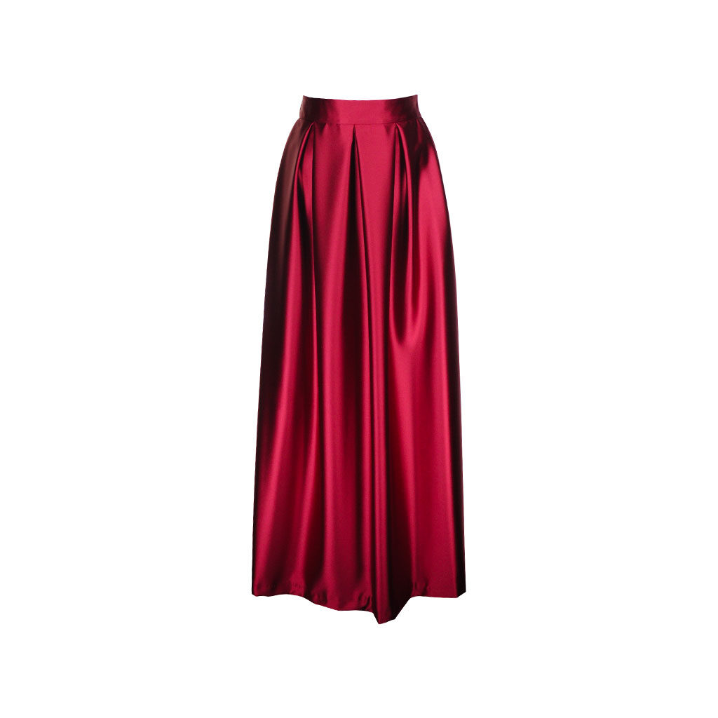 GONNA LUNGA RASO BORDEAUX